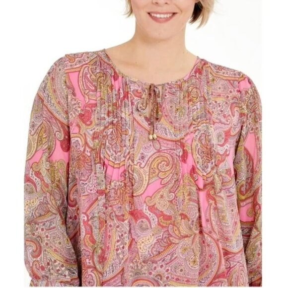 Paisley Collection Lot of 4 Various Brands 2X Blouse Tops Career Boho Colorful - Picture 5 of 12